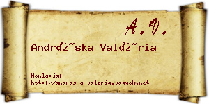 Andráska Valéria névjegykártya