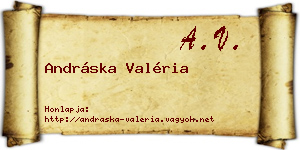 Andráska Valéria névjegykártya